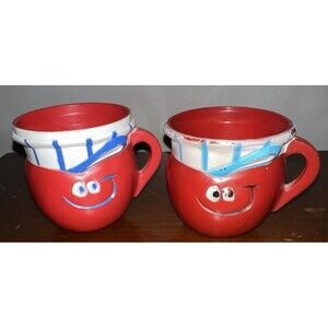 Vintage Set of 2 1969 Funny Face Choo Choo Cherry Pillsbury Co Red Plastic Cup